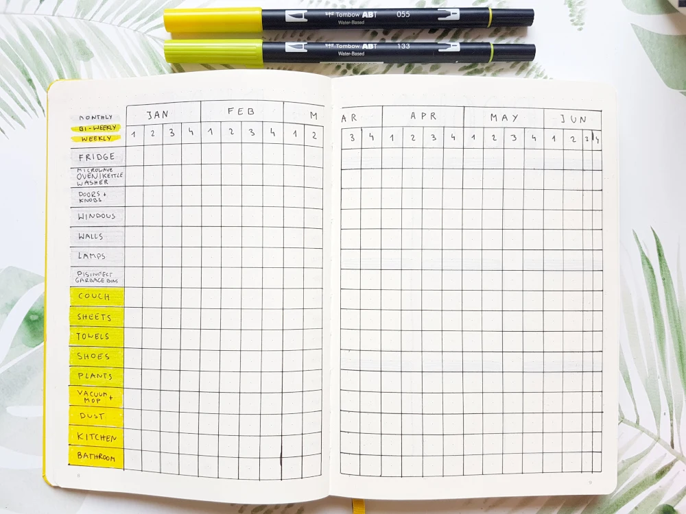 Cleaning Schedulet Chores Bujo