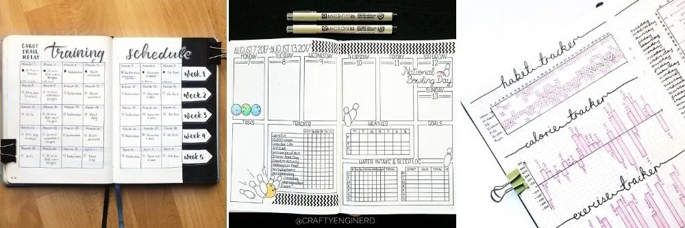 fitness bullet journal pages