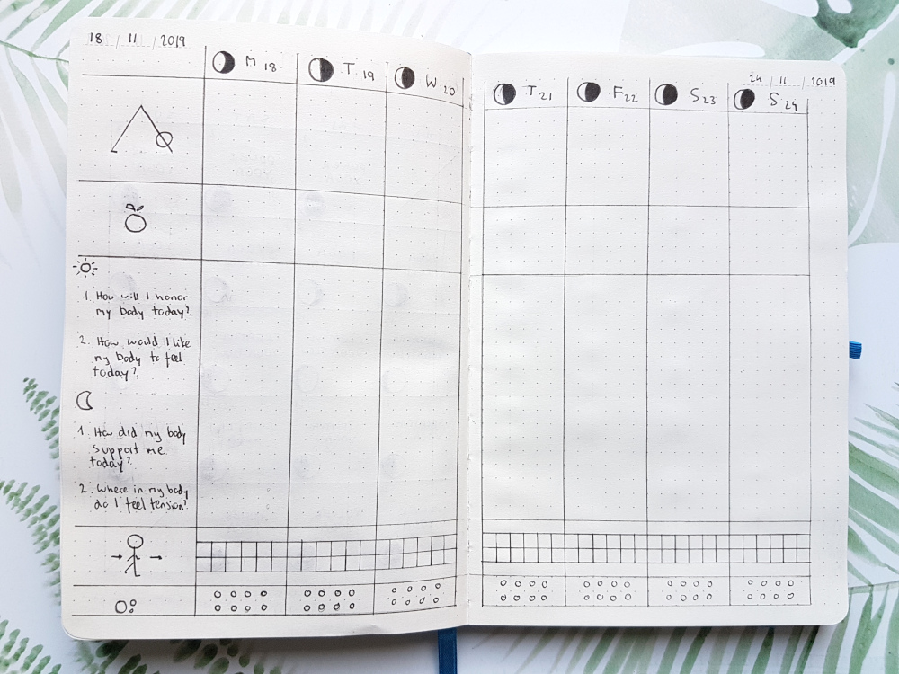 bujo weekly spread fitness log