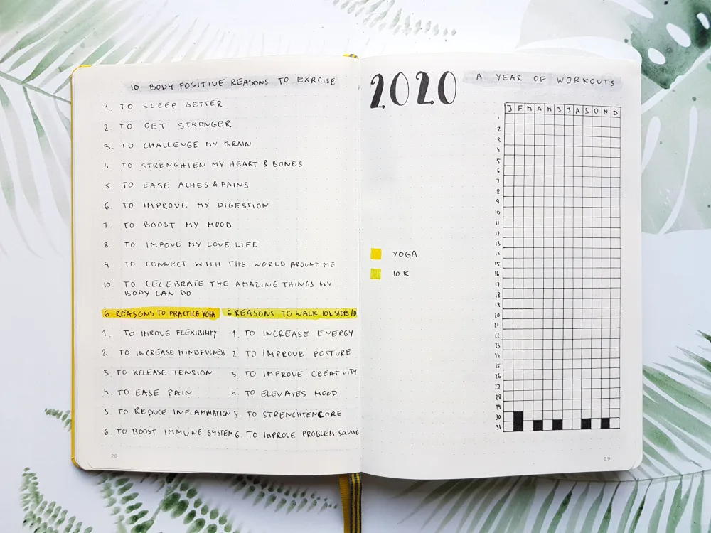 bullet journal workout tracker