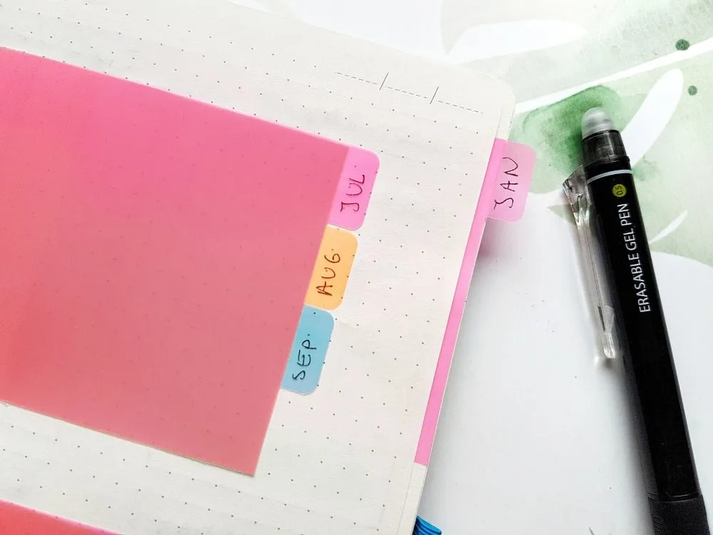 sticky note planning bujo index pages