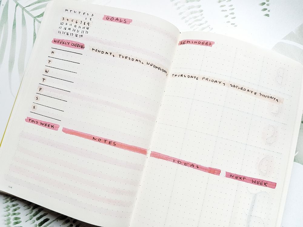 February Bullet Journal Layout Weekly