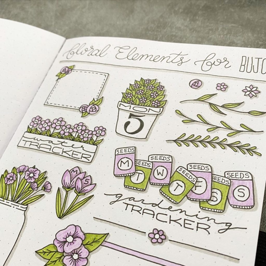 floral elements bullet journal