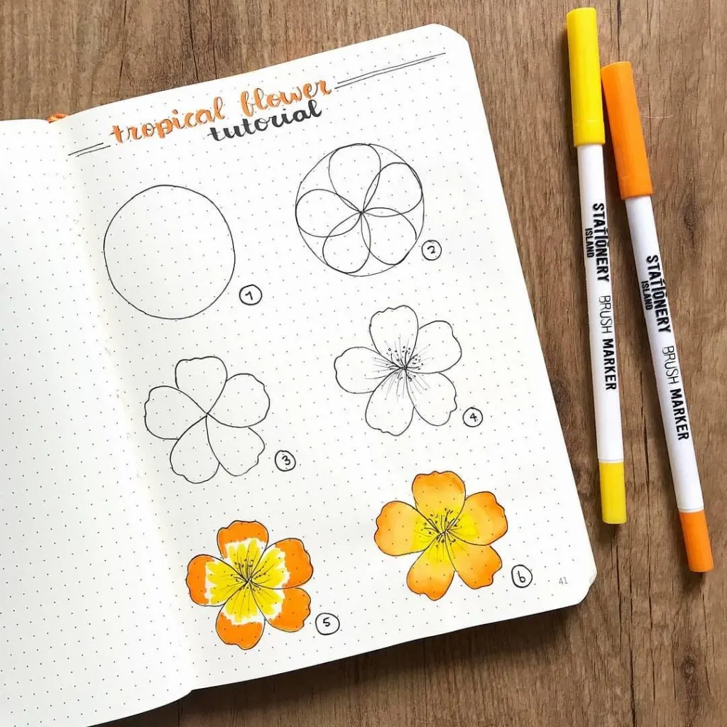 tropical flower doodles