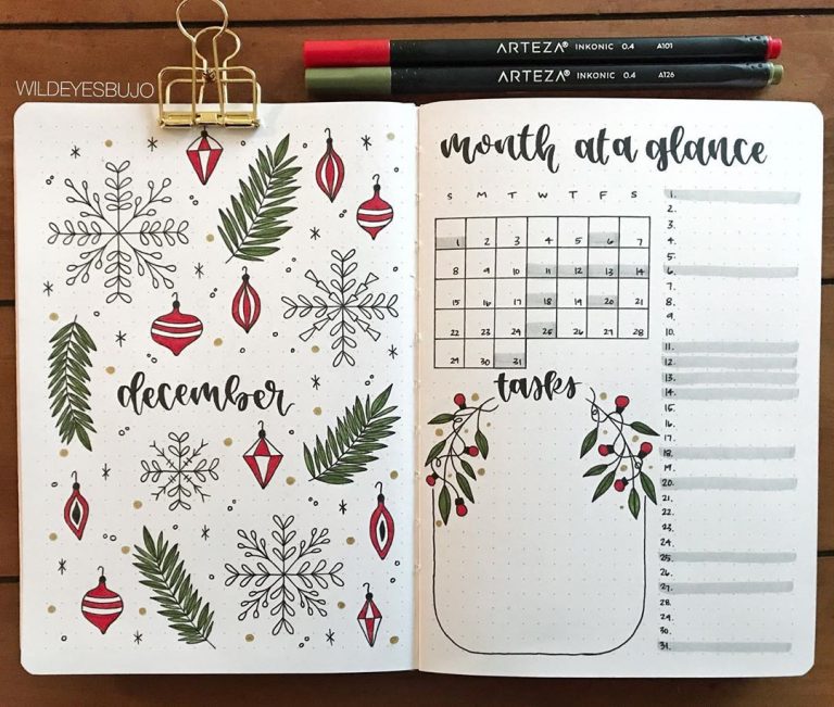 Christmas Bullet Journal Ideas (December 2023) AnjaHome