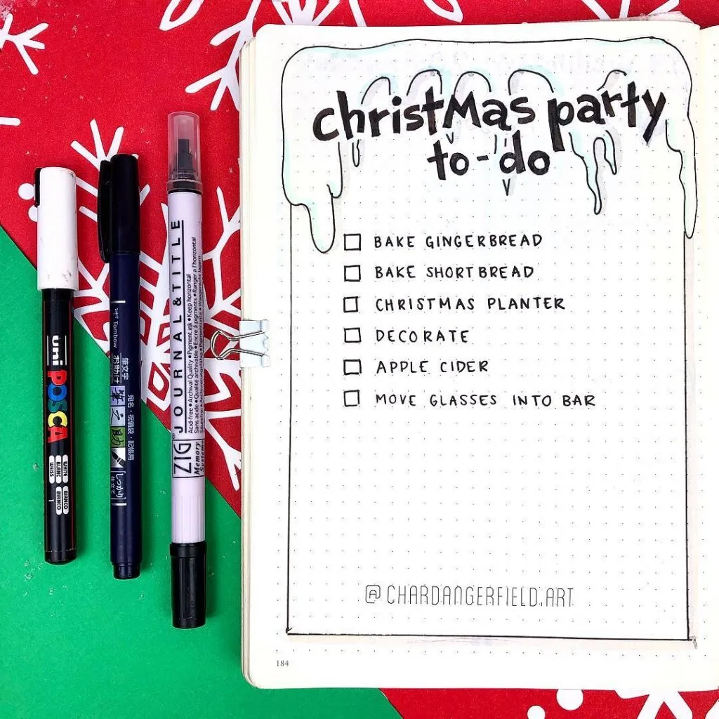 party planning christmas bujo