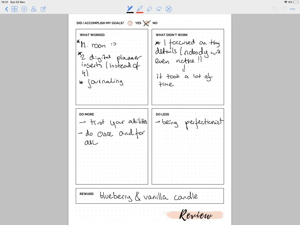 review page bujo
