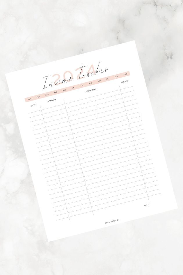 finance tracker bullet journal printable income tracker minimalist