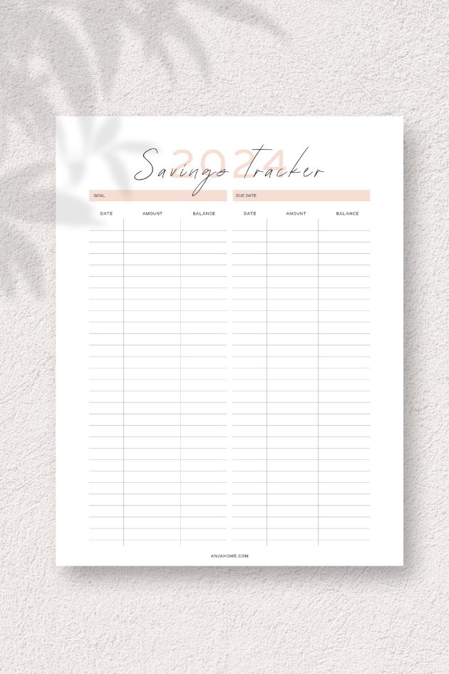 bullet journal budget pages printable savings tracker minimalist