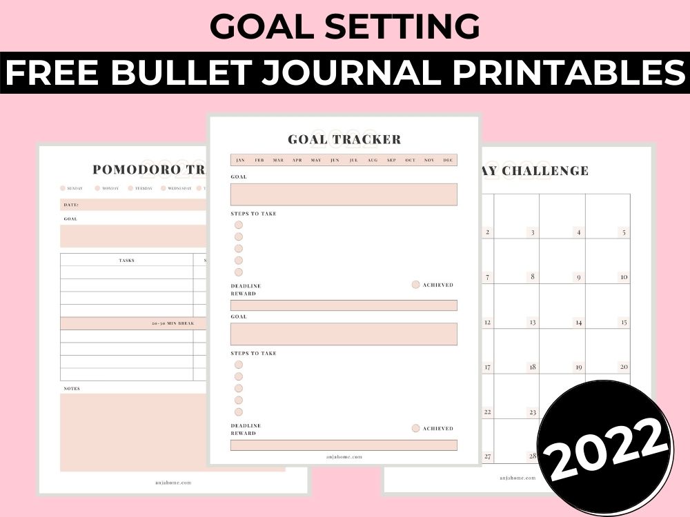 goal setting free bullet journal layout templates