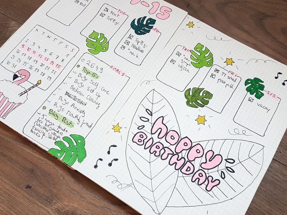 notebook spreads doodles bullet journal tips