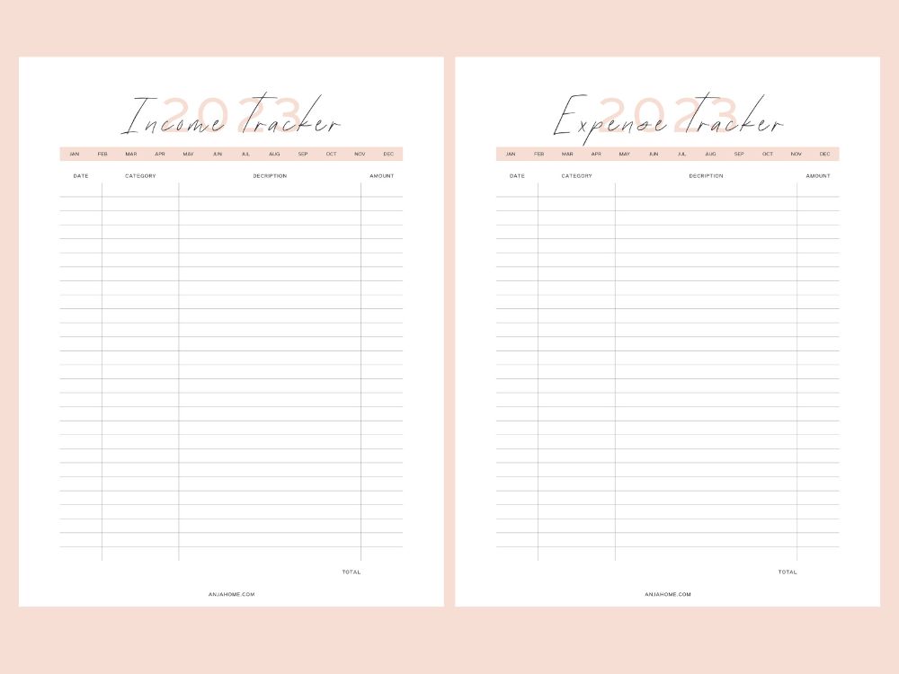 bullet journal income expense trackers 2023