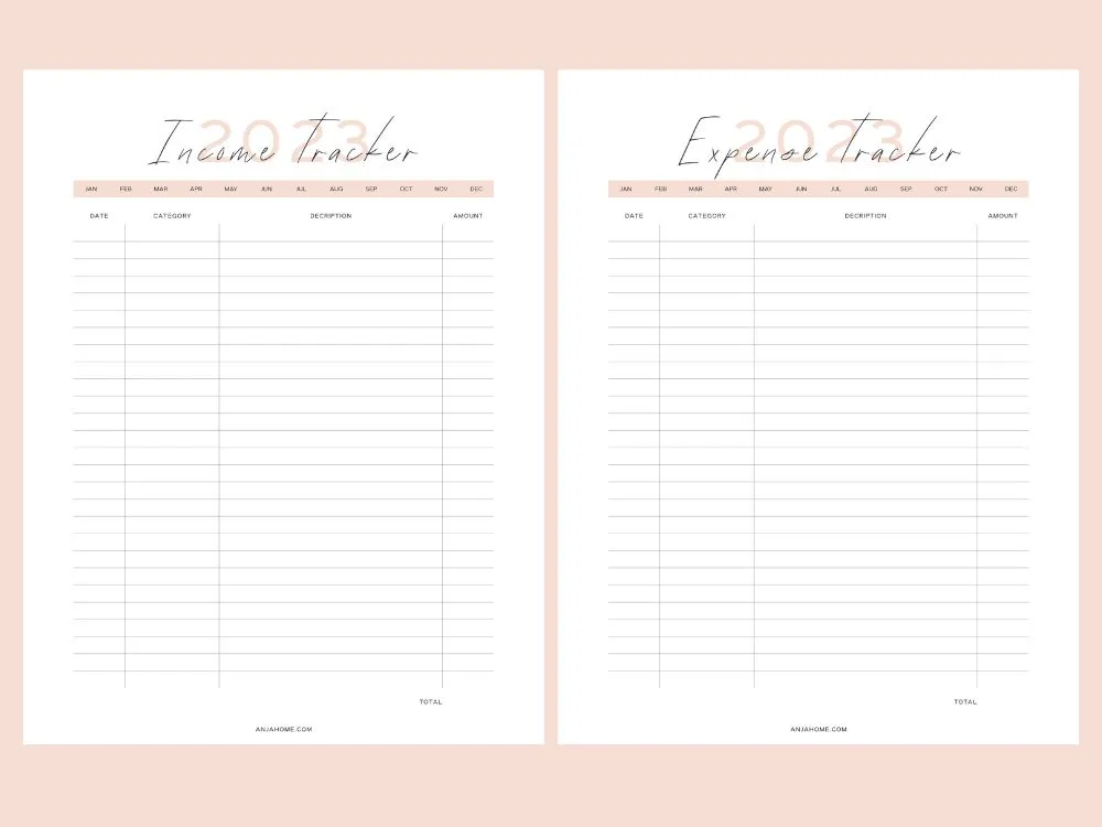 bullet journal income expense trackers 2023