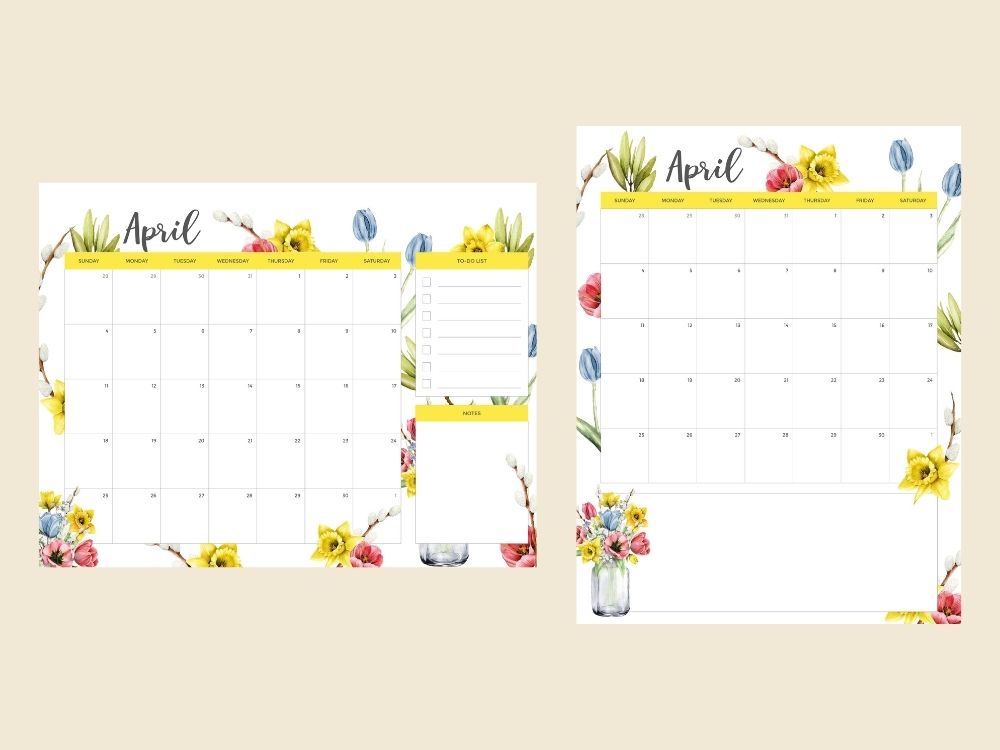 bujo monthly pages April printable