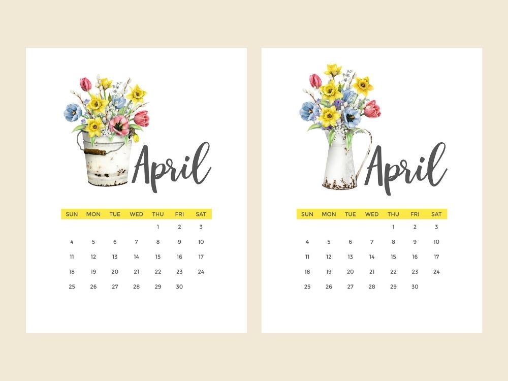 cute April 2021 calendar