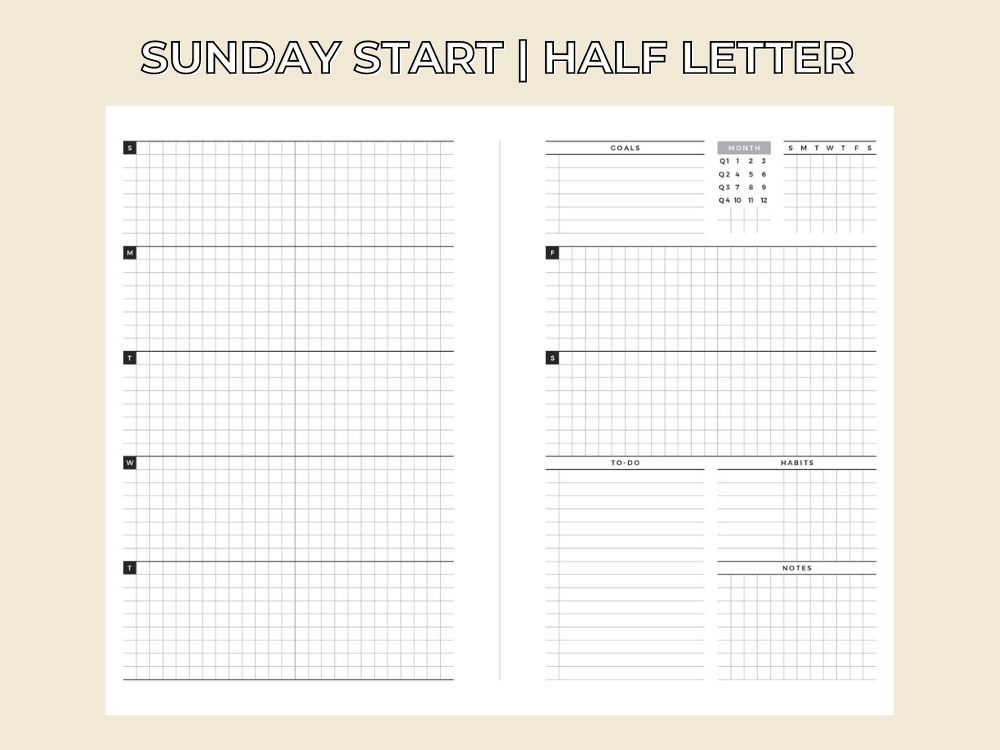 Planner Printable Daily Planner Printable Monthly Planner Weekly Planner US Letter A4 Undated Planner 2021 Planner Weekly and Monthly