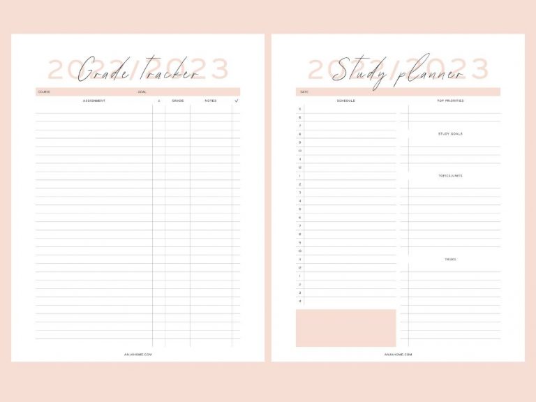 Printable College Student Planner - AnjaHome