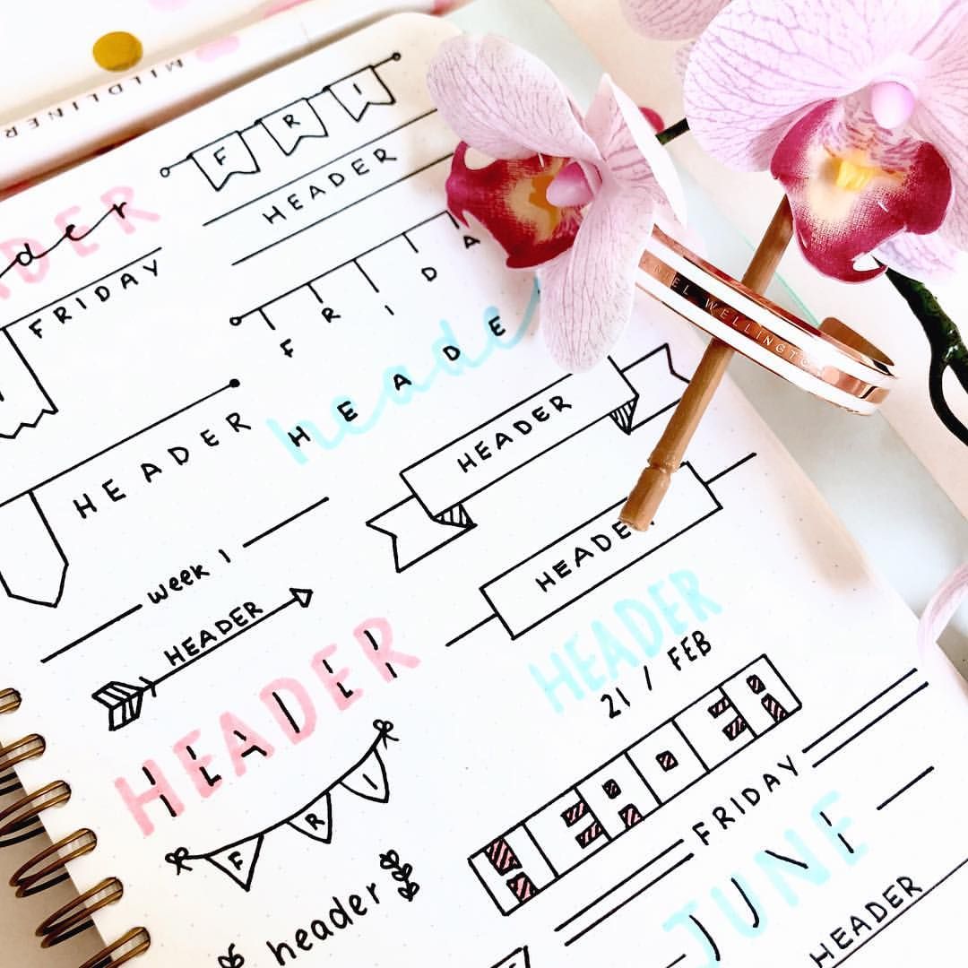 Bullet Journal Header Ideas & Doodle Banners - AnjaHome
