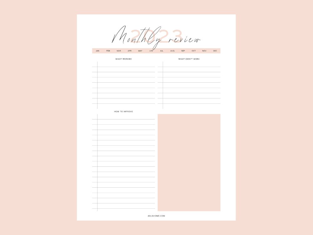 planner 2023 monthly review elegant Goal Setting Template Free