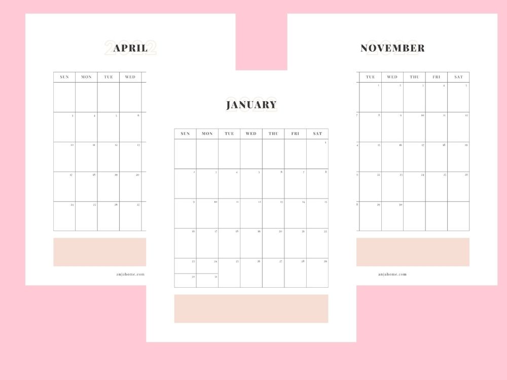 monthly calendar