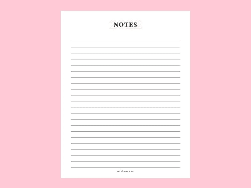 calendar free template notes page