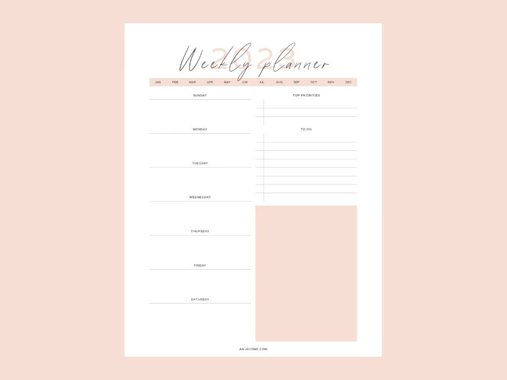 goal planning calendar weekly log