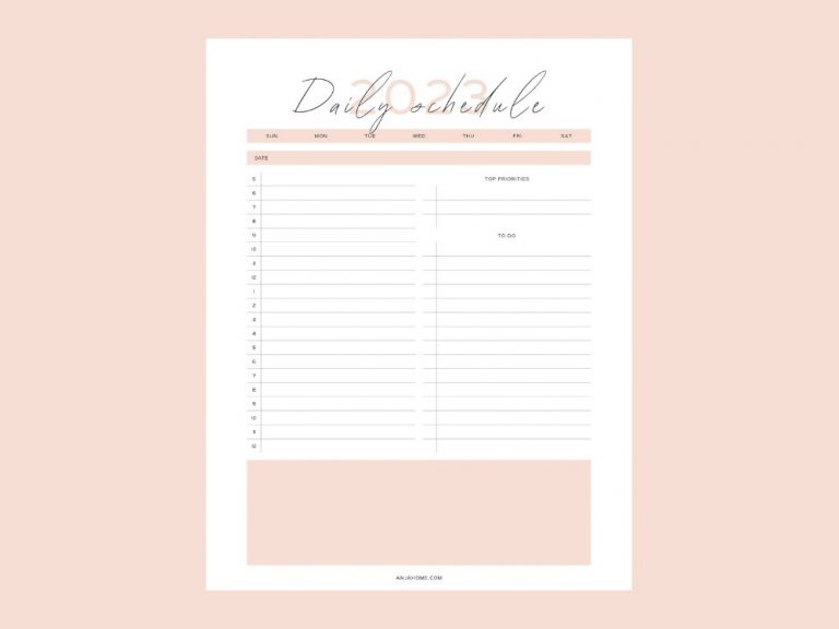 Free Printable Daily Planner with Time Slots - AnjaHome