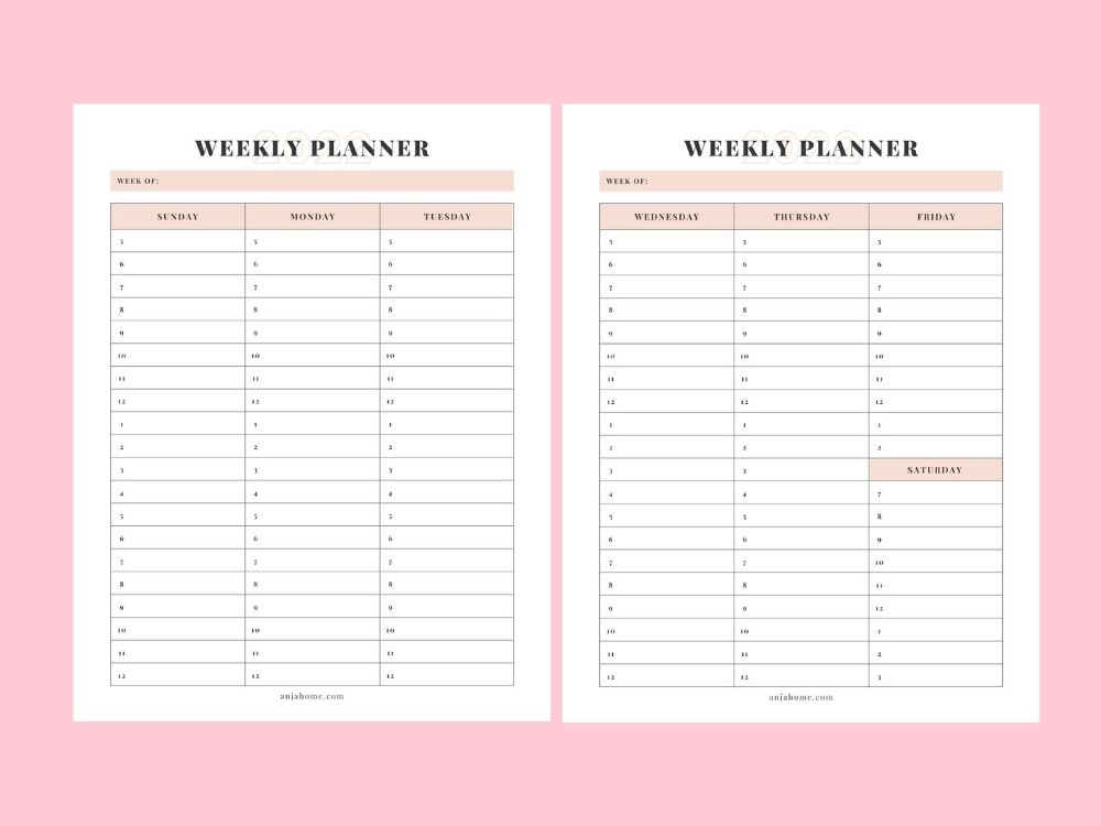weekly schedule calendar printables free