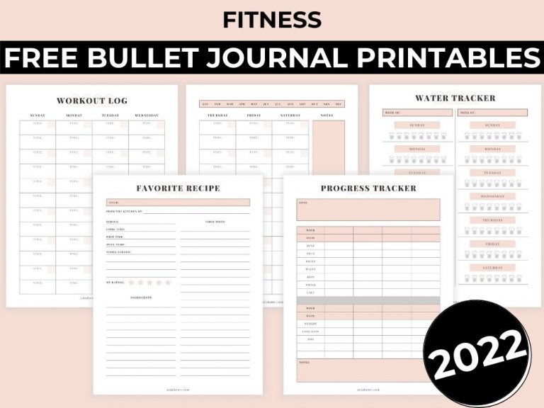 Free Fitness Journal Printables [10 Templates] - AnjaHome
