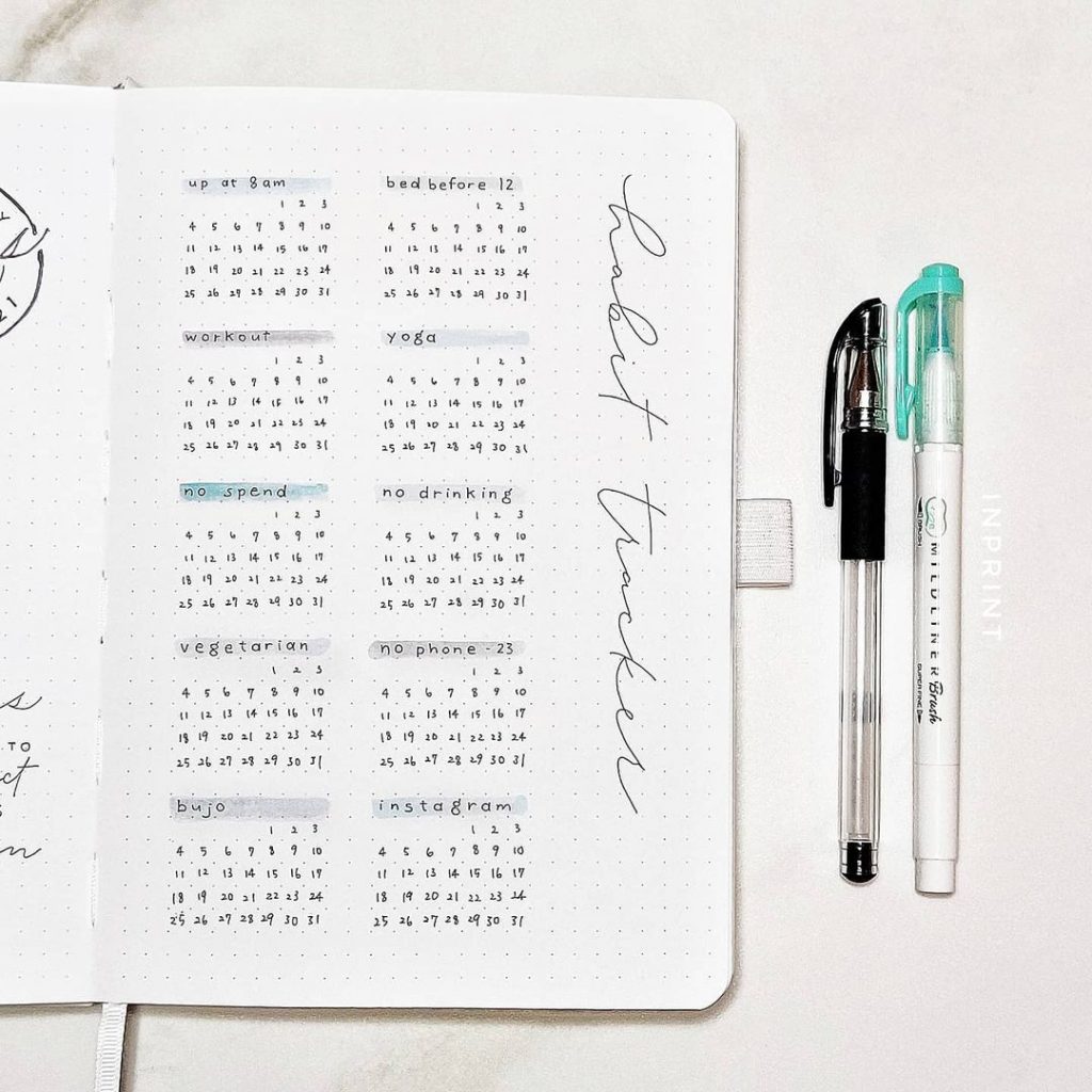 minimalist habit tracker planner January