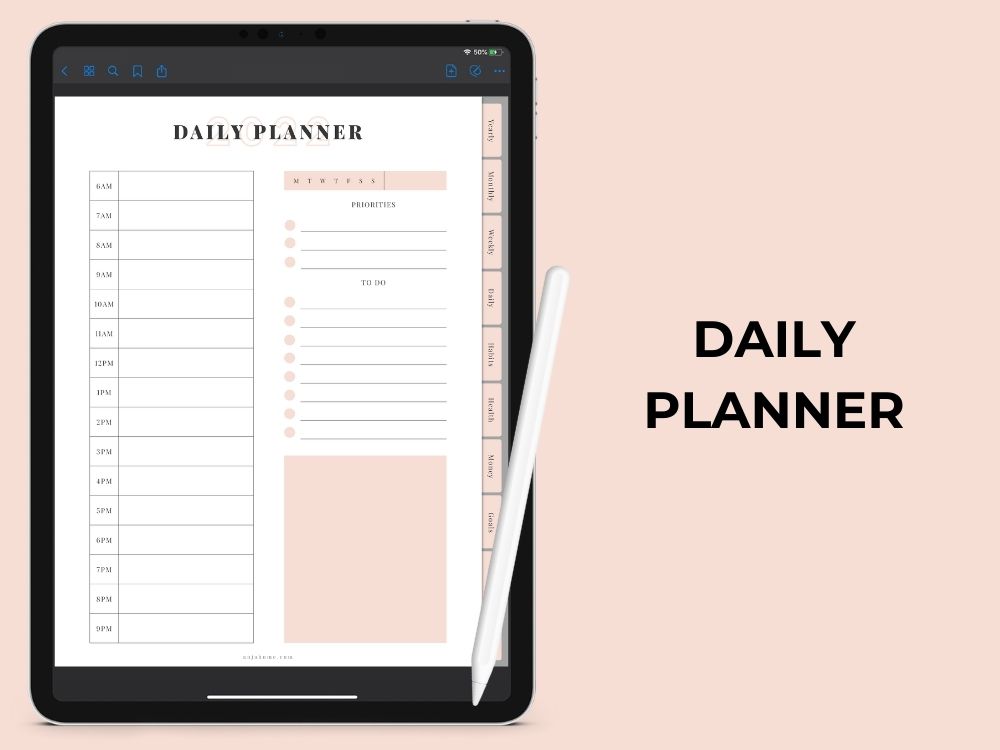 digital planner free daily template