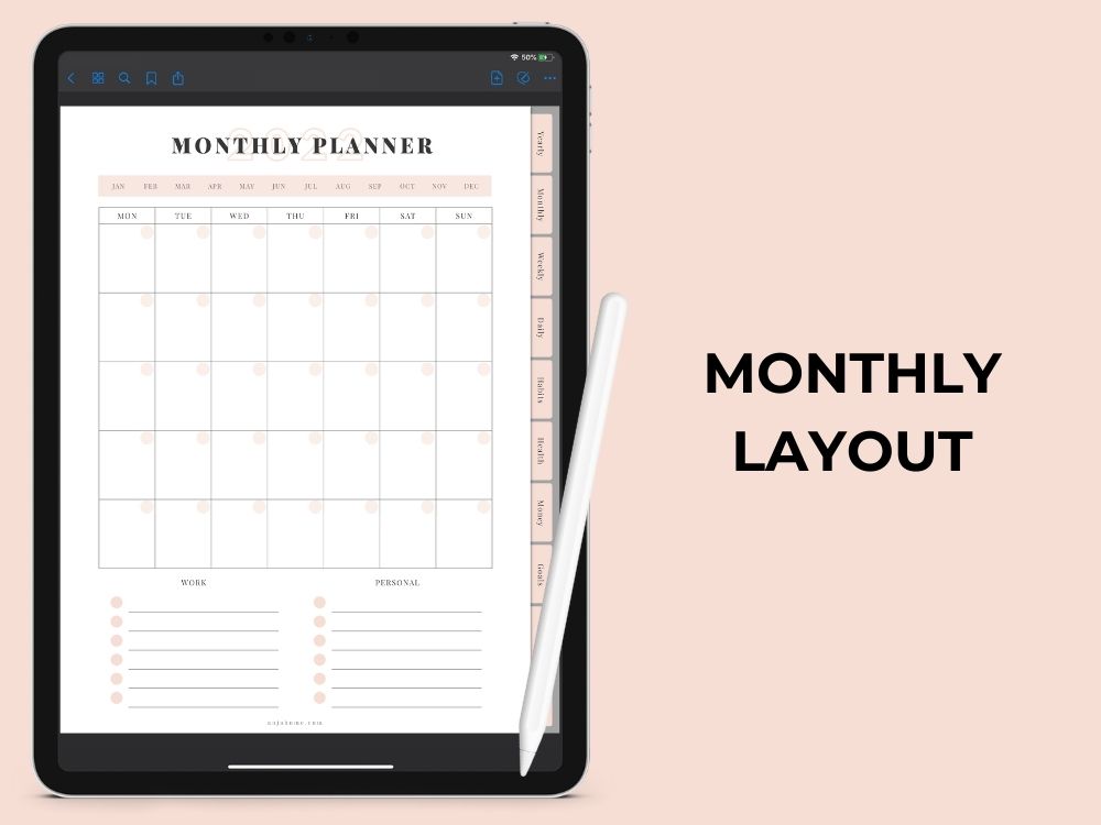 free digital planner download monthly calendar