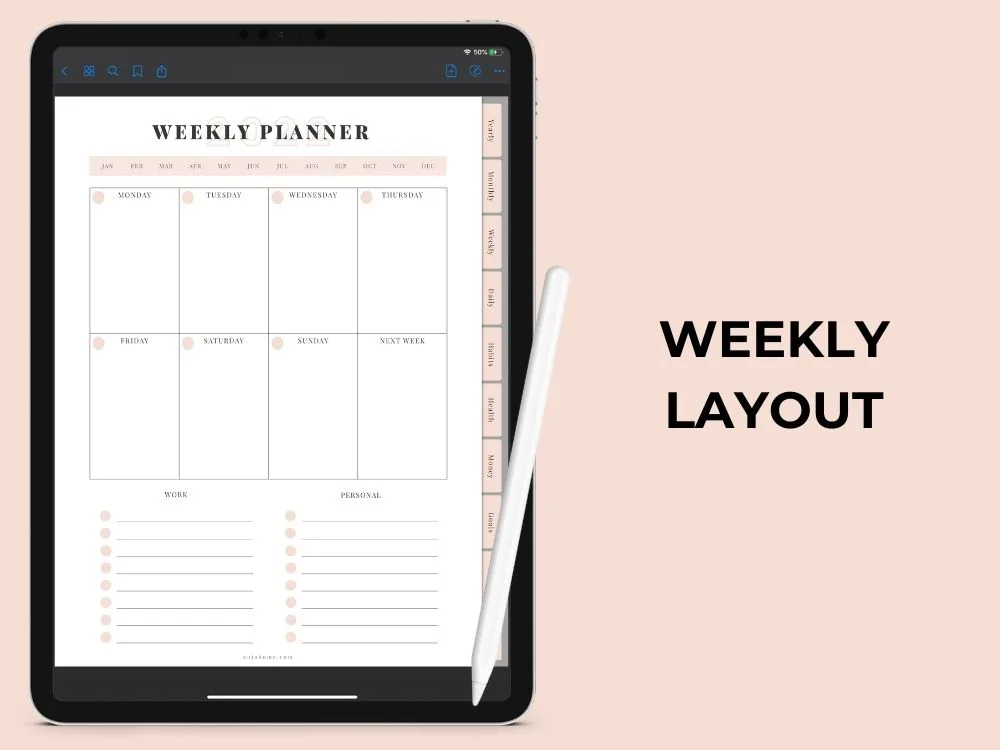 free digital planners weekly log