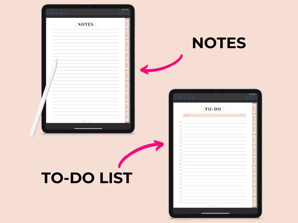 goodnotes planner template notes to do list