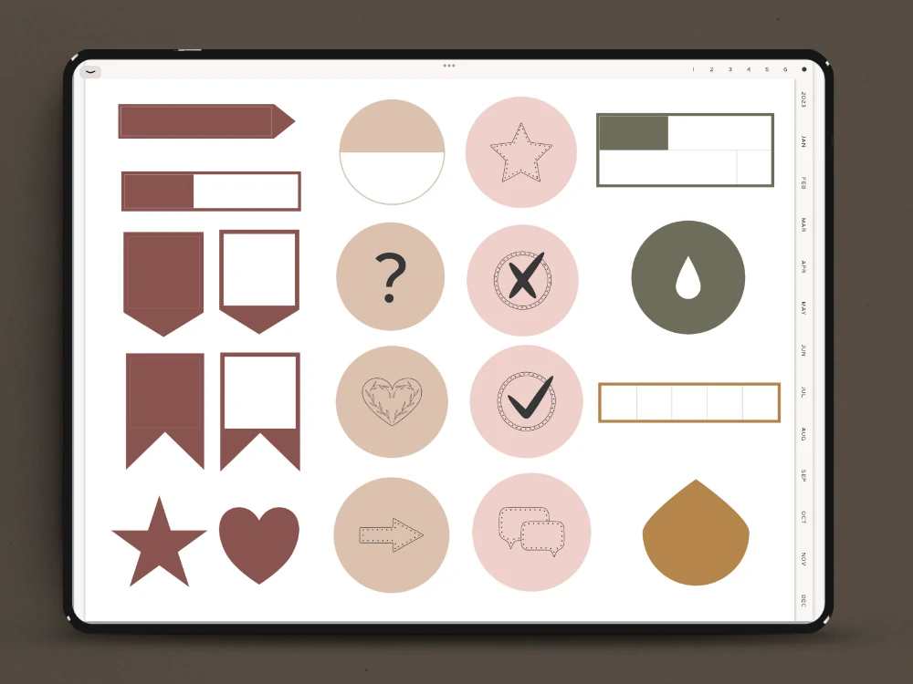 ipad notes stickers basic shapes neutral