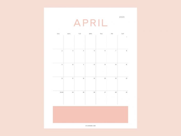 Printable April Calendars (2023) - AnjaHome