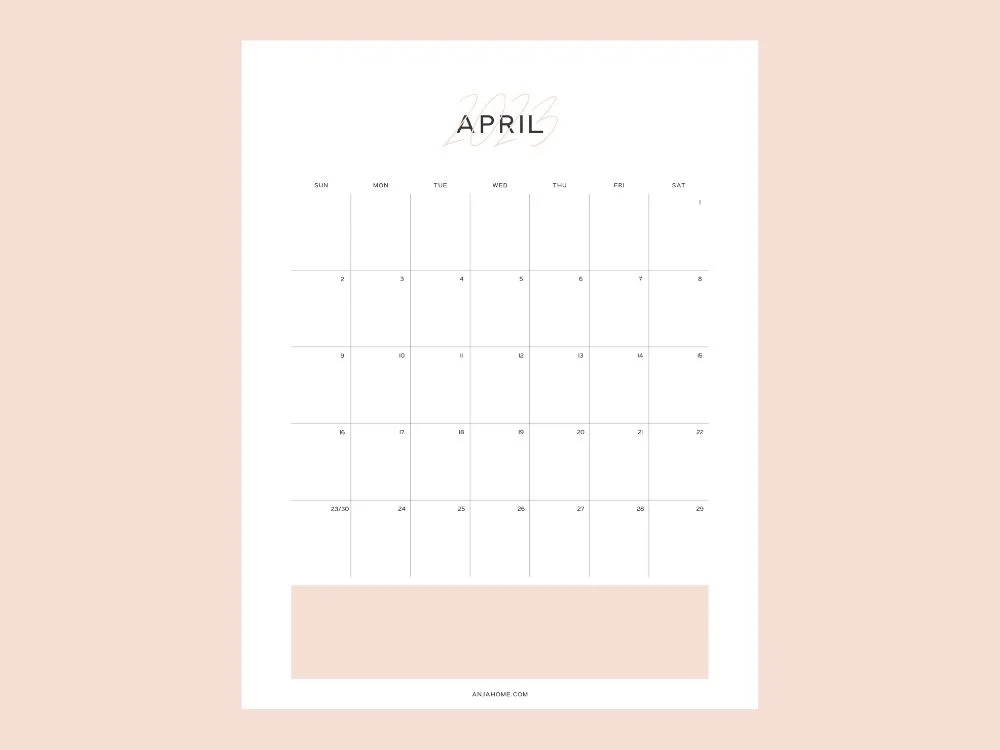 elegant April printable calendar