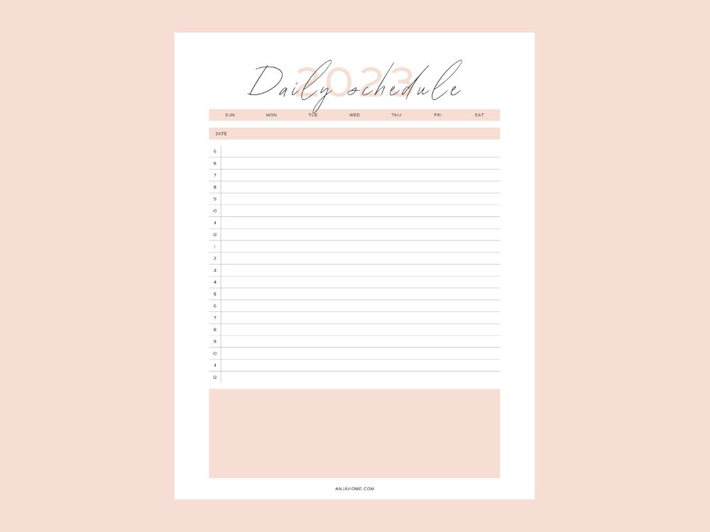 daily planner 2023 pdf time slots cute pink