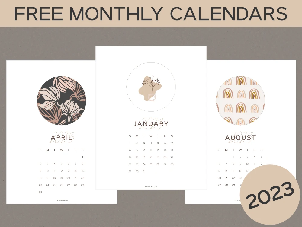 2023 cute free monthly calendar printables boho