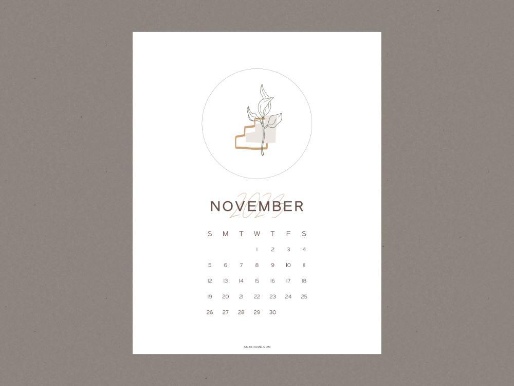 november 2023 calendar printable free modern boho