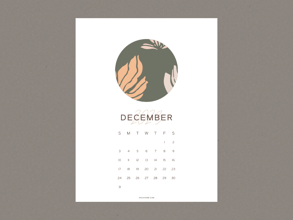 cute Dec vertical calendar printable free