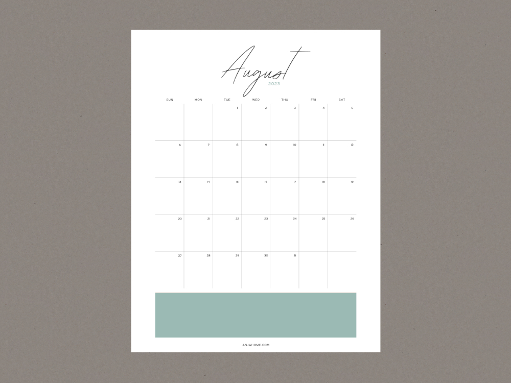 minimalist august calendars 2023