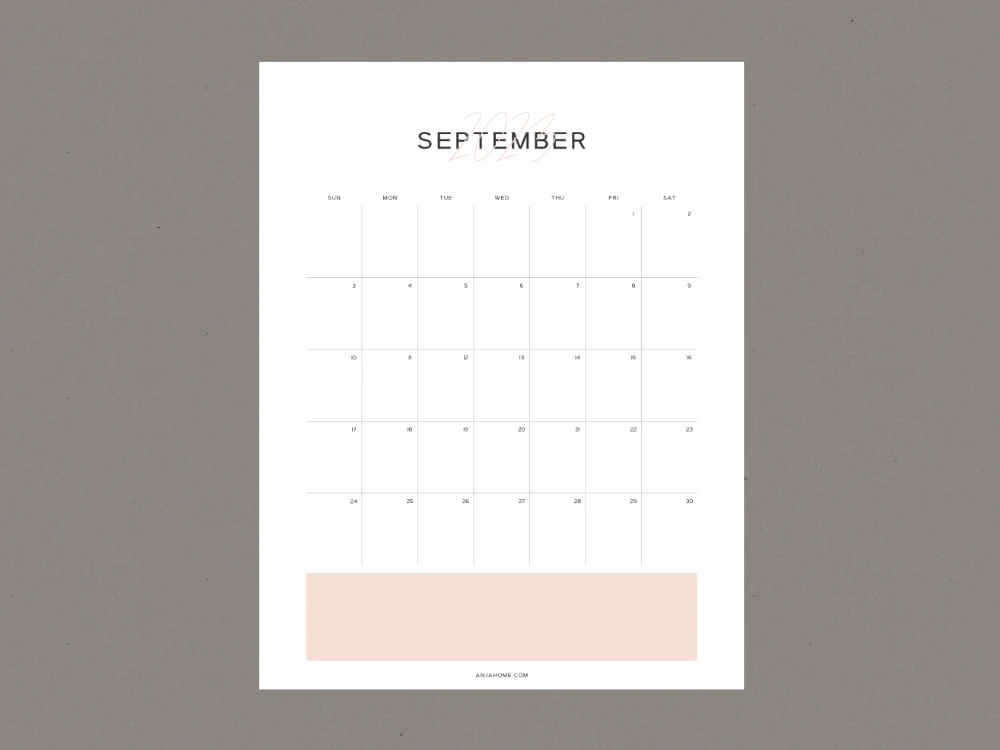 Simple September Calendar Printable Cute 2023