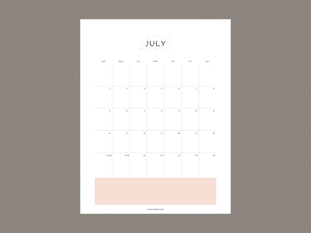 Cute July Month Overview 2023