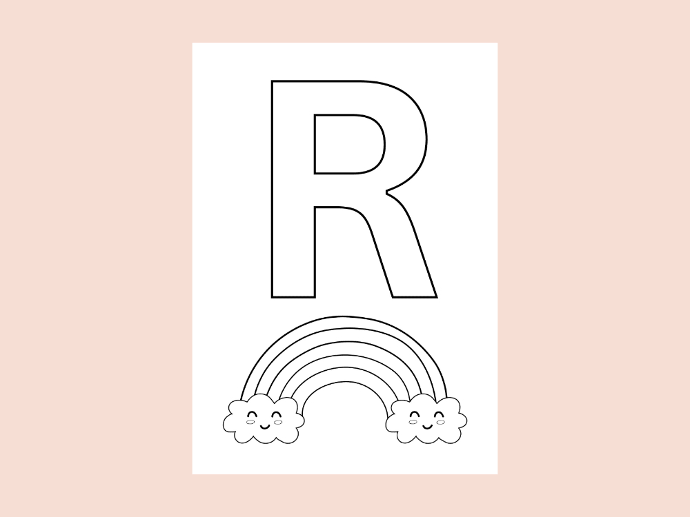printable rainbow colouring pages preschool letter R