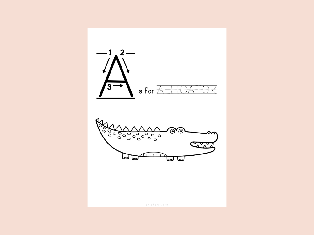 letter a printable template cute