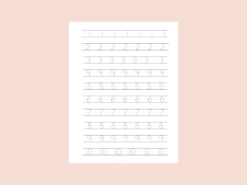 number 1 to 10 tracing worksheets