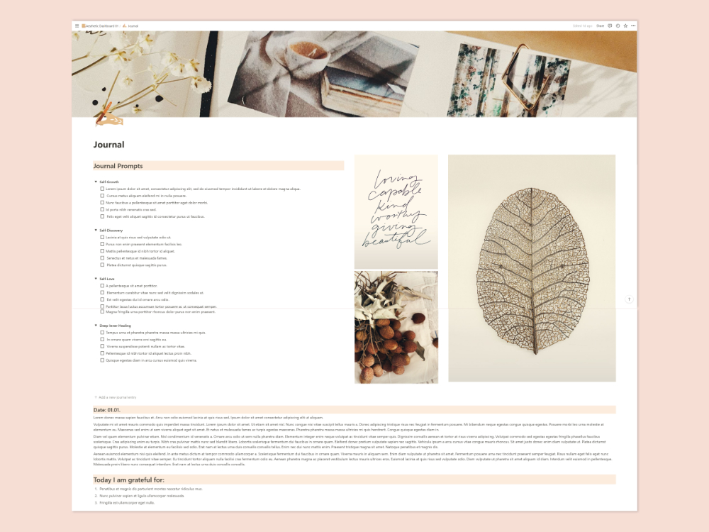 notion journal template aesthetic free
