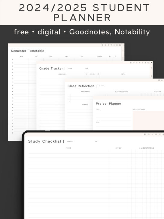 Free Goodnotes Templates for Students 2024/2025 - AnjaHome