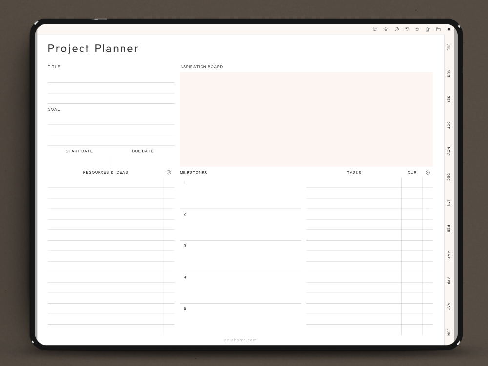 templates for goodnotes project planner